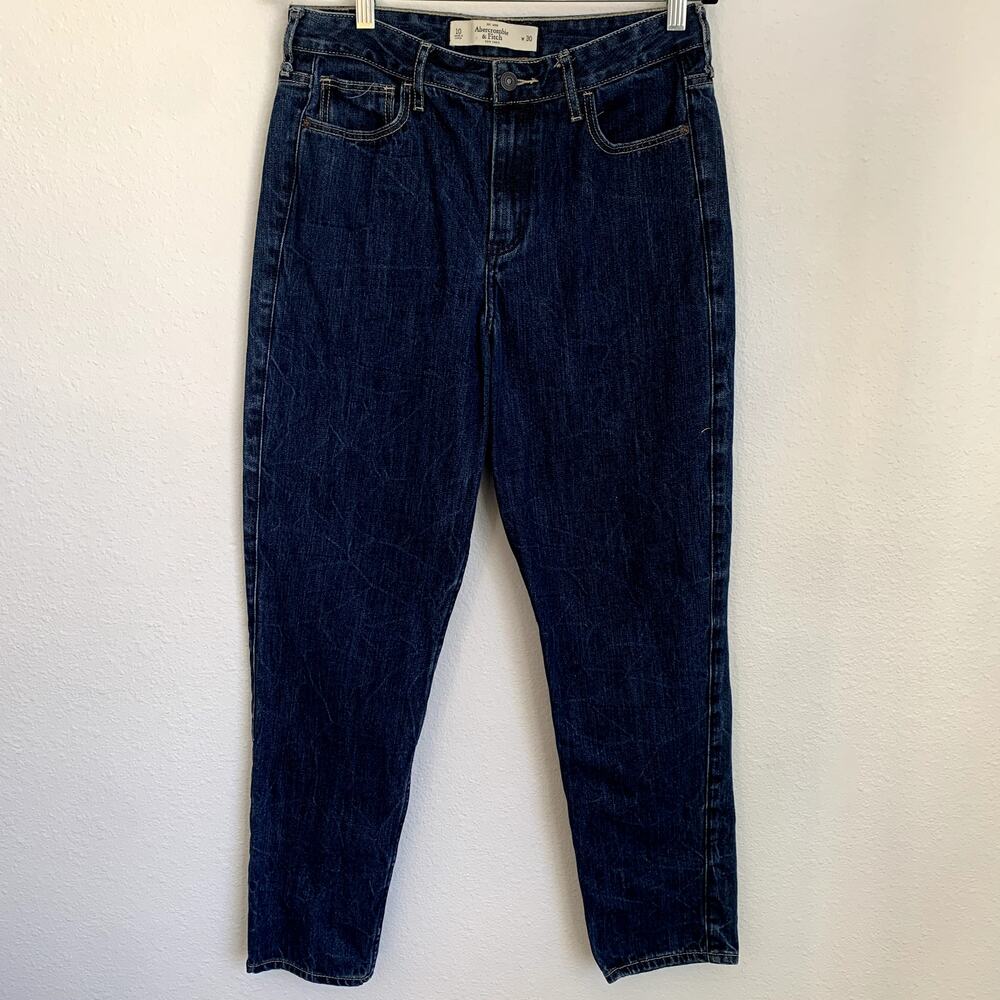 Abercrombie &‎ Fitch High Rise Tapered Jean in Dark Acid Wash